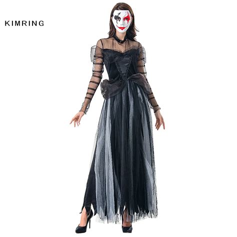 Kimring Deluxe Ghost Bride Costume For Women Halloween Ball Gowns Costume Adult Victorian