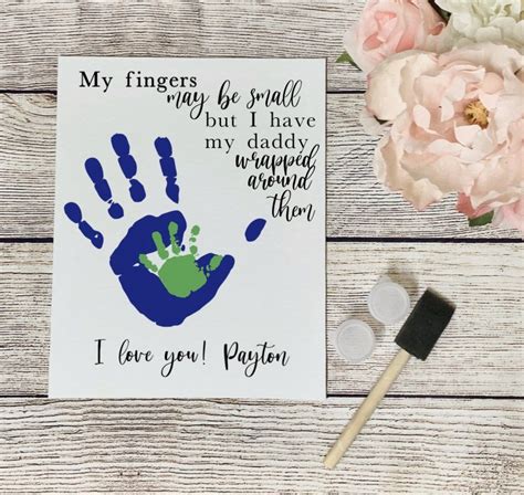 Fathers Day Handprint Canvas Template And Kit Wrapped Etsy Paint