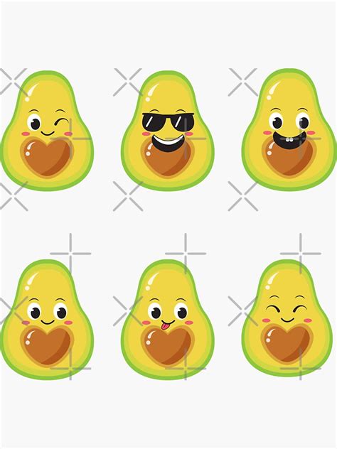 Cute Avocado Stickers Elements Pack Sticker For Sale By Cilyacraft