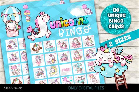 Unicorns Printable Bingo Game Instant Download Printable Etsy
