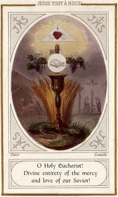 O Holy Eucharist 85x11 Based On Vintage Holy Card Etsy