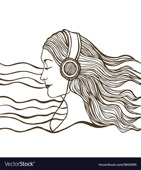 Girl Listening To Music Royalty Free Vector Image