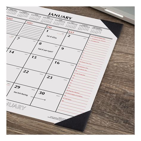 At A Glance® Two Color Monthly Desk Pad Calendar 22 X 17 White Sheets