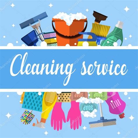 Cleaning Service Flat Illustration — Stock Vector © Drogatnev 106346332