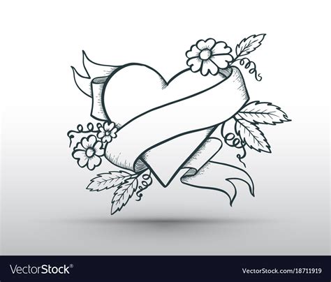 Heart Banner Drawn For Love Royalty Free Vector Image