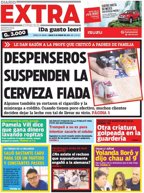 periódico diario extra paraguay periódicos de paraguay edición de sábado 16 de febrero de