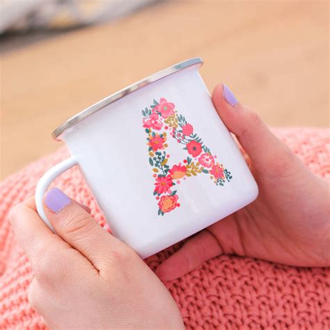 Personalised Floral Initial Enamel Mug For Her By That S Nice That