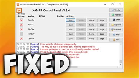 How To Fix Xampp Apache Shutdown Unexpectedly This May Be Due To A