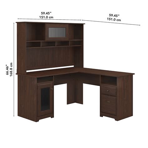 Furniture Cabot 60w L Shaped Computer Desk With Hutch In Modern Walnut