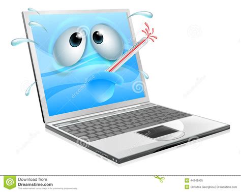 Unwell Laptop Computer Virus Cartoon Stock Vector Illustration Of