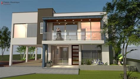 Planos De Casa Moderna Diseño En Dos Pisos Área 292 M2 Arquitecto