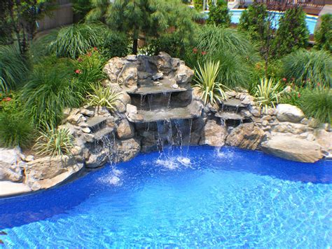 Inground Pool With Waterfall Scandinavian House Design