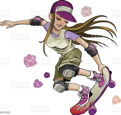 Girl Skater Stock Vector Art And More Images Of Activity