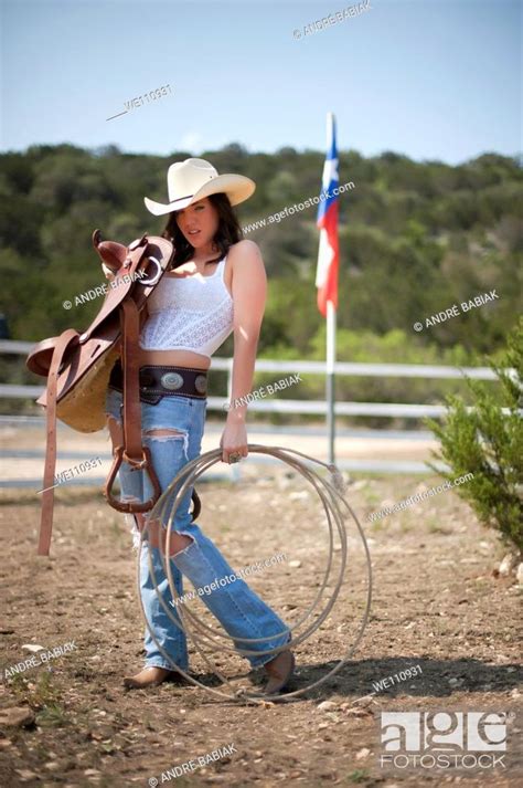 Sexy Cowgirl Posing On A Ranch Stock Photo Picture And Royalty Free