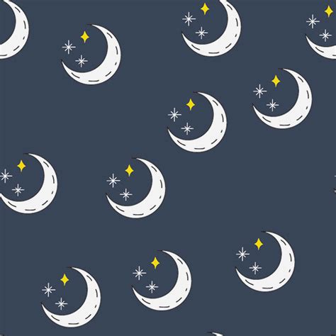 Half Moon And Stars Line Flat Style Free Vectors Wowpatterns