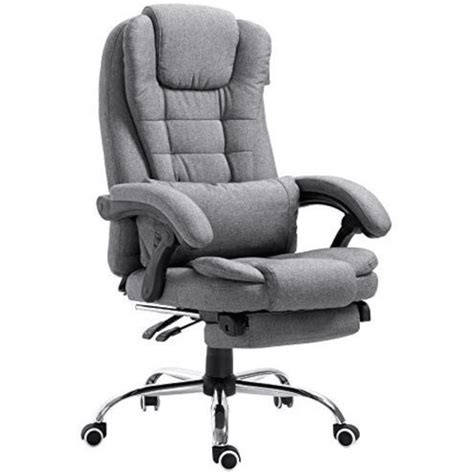 executive reclining computer desk chair with footrest headrest and lumbar cushion support