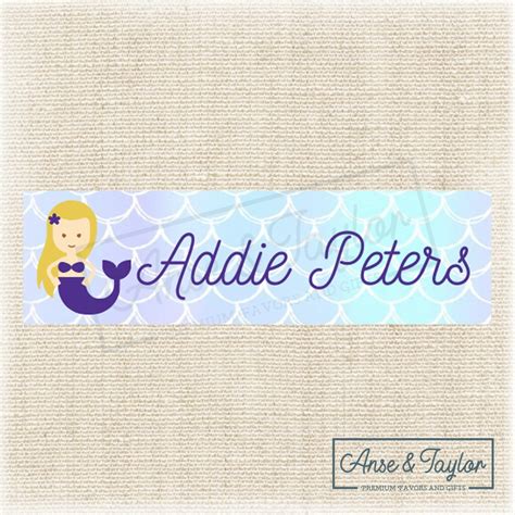 Mermaid Name Labels Under The Sea School Name Tag Sticker Etsy