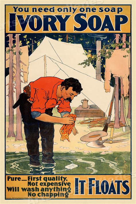 1898 Pure Ivory Soap It Floats Vintage Style Advertising Poster