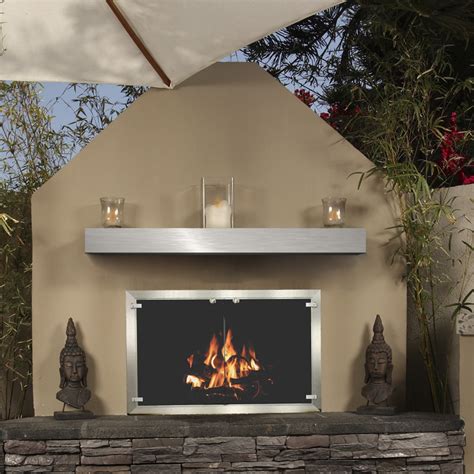 Modern Fireplace Mantel Shelf In Brushed Stainless Steel