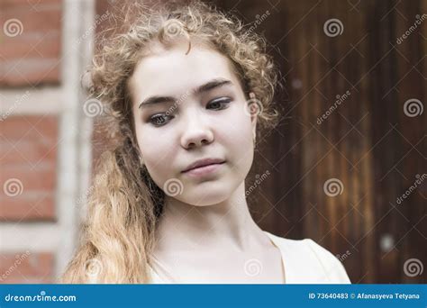Pretty Sweet Romantic Girl With Curly Hair Stock Image Image Of Beauty Lifestyles 73640483