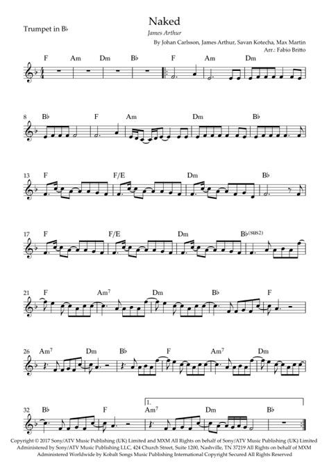 Naked Sheet Music James Arthur Trumpet Solo Hot Sex Picture