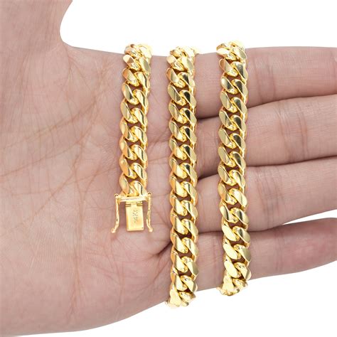 14k yellow gold solid 2 7mm 11mm miami cuban link chain pendant necklace 18 30 ebay