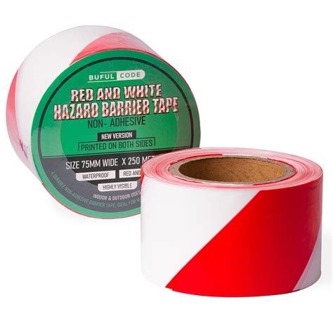 Buy Red And White Non Adhesive Barrier Tape 250m X 75mm Hazard Tape