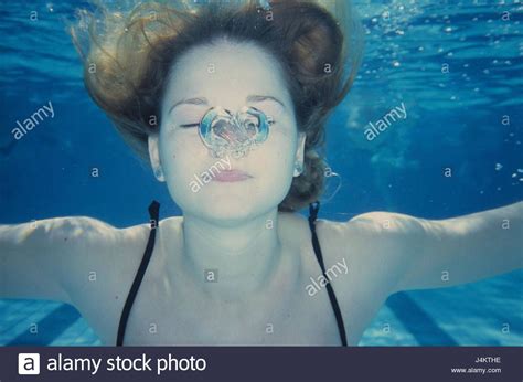Download This Stock Image Swimming Pool Underwater Recording Woman Young Skin Dive Air