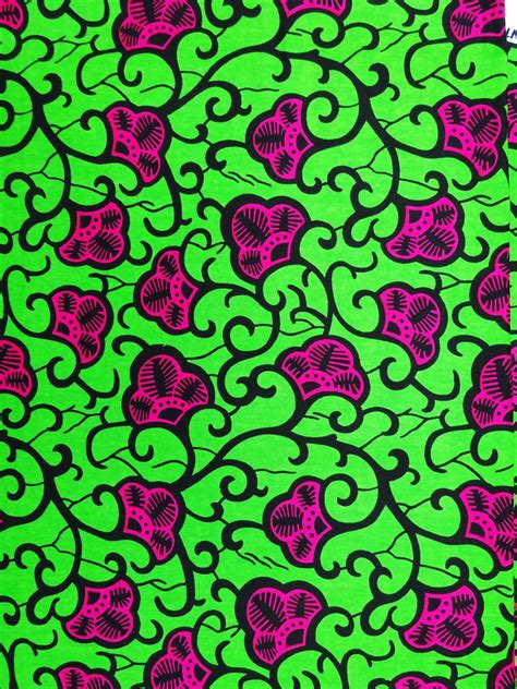 Bright Green And Pink African Fabric By The Yard Ankara Etsy Floral