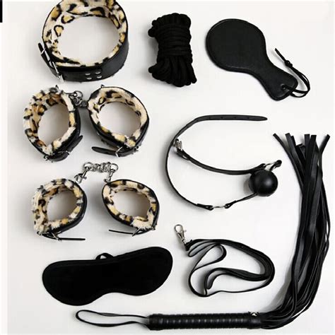 Marital Sex Toys Adult Games Sex Bondage 8pcs Set Leather Handcuffs Gag Whip Mask Erotic Toy