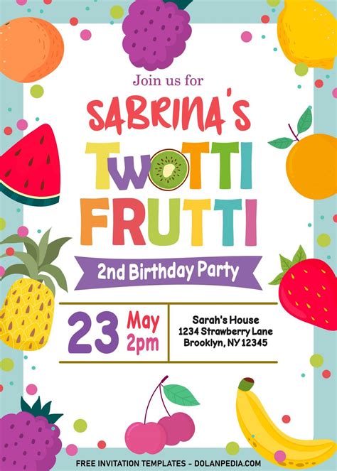 10 Bright And Fresh Twotti Frutti Birthday Party Invitation Templates Dolanpedia Invitation