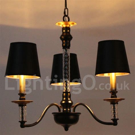 French painted chandeliers, crystal lights ranges. 3 Light Black Living Room Bedroom Dining Room Retro Candle ...
