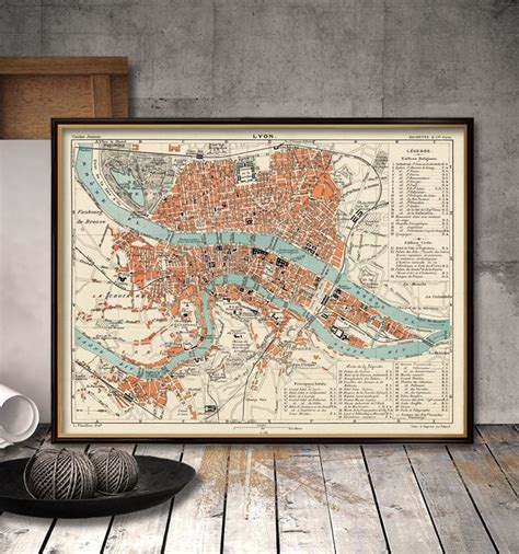 Old Map Of Lyon Carte De Lyon Fine Archival Reproduction On Paper Or