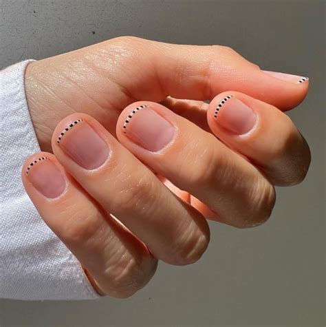 40 Cute Short Nail Designs For 2022 — Black Dot And White Tip Nails