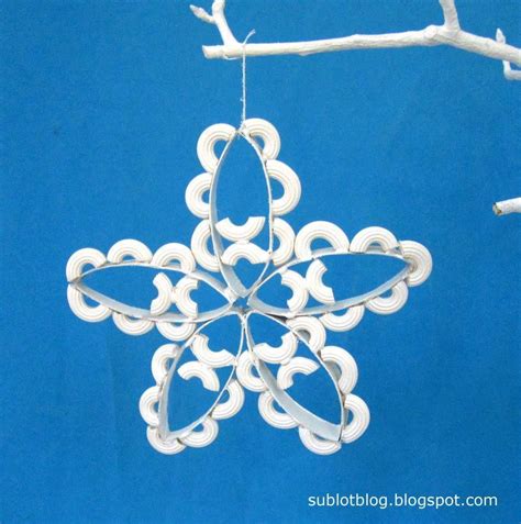 Snowflake From Toilet Paper Tube And Pasta Xmas Ornaments Christmas