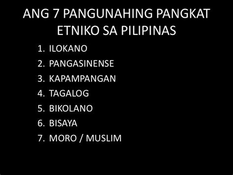 Mga Pangkat Etniko Sa Pilipinas