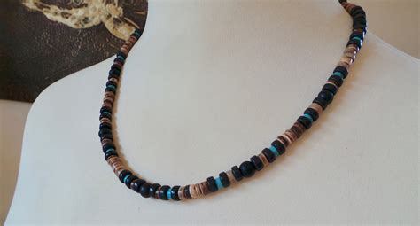 Mens Beaded Necklace Mens Turquoise Necklace Turquoise And Black Mens