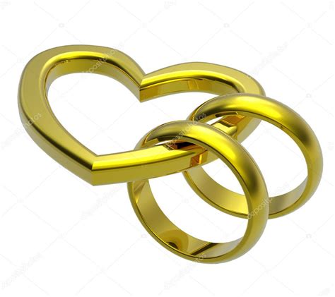 Two Gold Wedding Rings With Gold Heart — Stock Photo © Ppart1 1877545