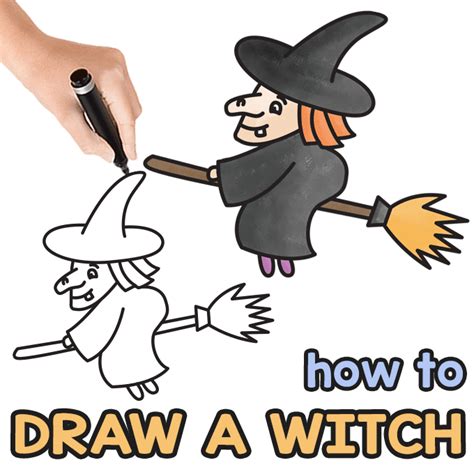 How To Draw A Witch Step By Step Drawing Tutorial Ôn Thi Hsg