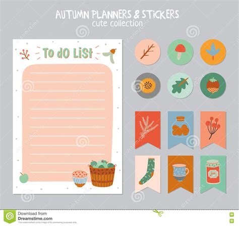 Cute Daily Calendar And To Do List Template Stock Vector Illustration