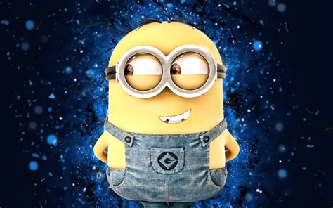 Download Wallpapers Dave 4k Blue Neon Lights Dave The Minion