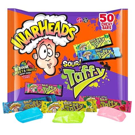 Warheads Sour Taffy Individually Wrapped Chewy Candies