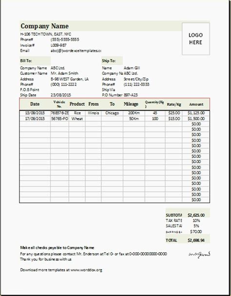 50 Free Trucking Invoices Templates Heritagechristiancollege