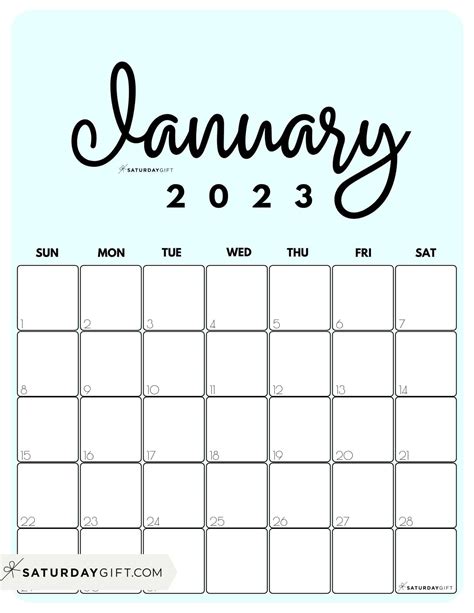 January 2023 Calendar Cute Printable Imagesee