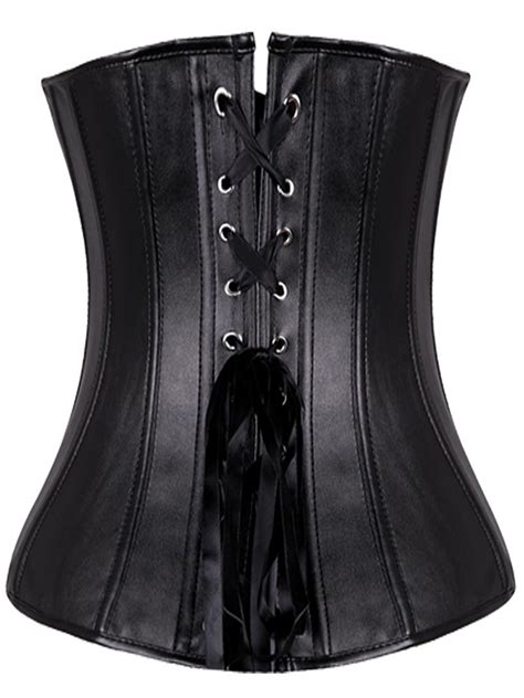 sexy black faux leather overbust corset zipper s 6xl wonder beauty lingerie dress fashion store