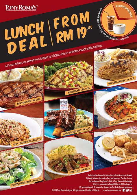 Press alt + / to open this menu. Tony Roma's Set Lunch Promotion starting from only RM19.80