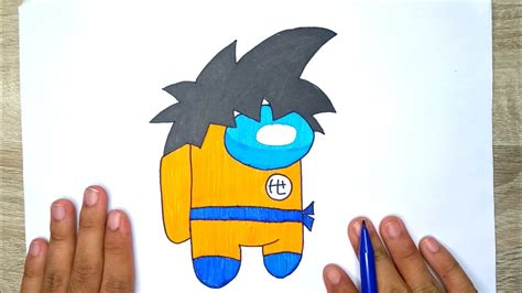 How To Draw A Among Us Goku Character Cara Menggambar Among Us