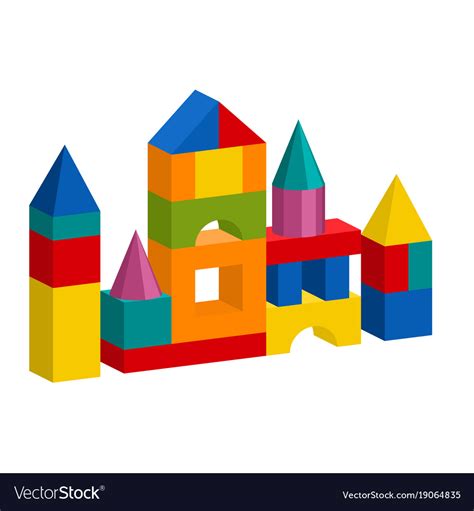 Colorful Blocks Toy Building Tower Castle House Vector Image