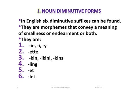 Noun Diminutive Forms Dr Shadia Y Banjar