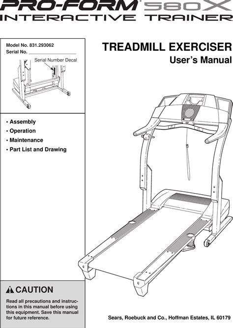 Proform X Treadmill Users Manual